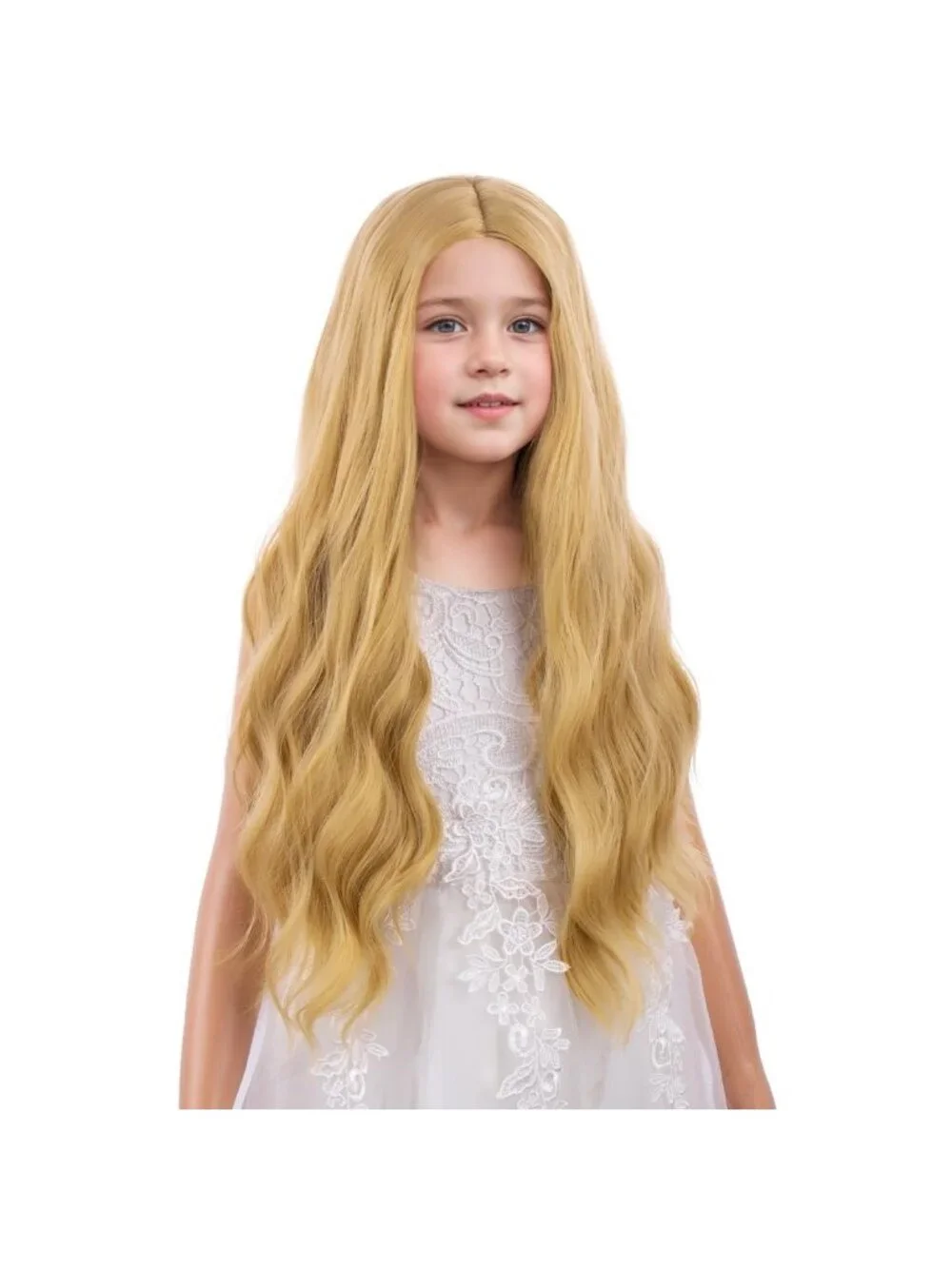 Women's Blonde Long Wavy Wig For Girls Wavy Curly Synthetic Halloween Hair